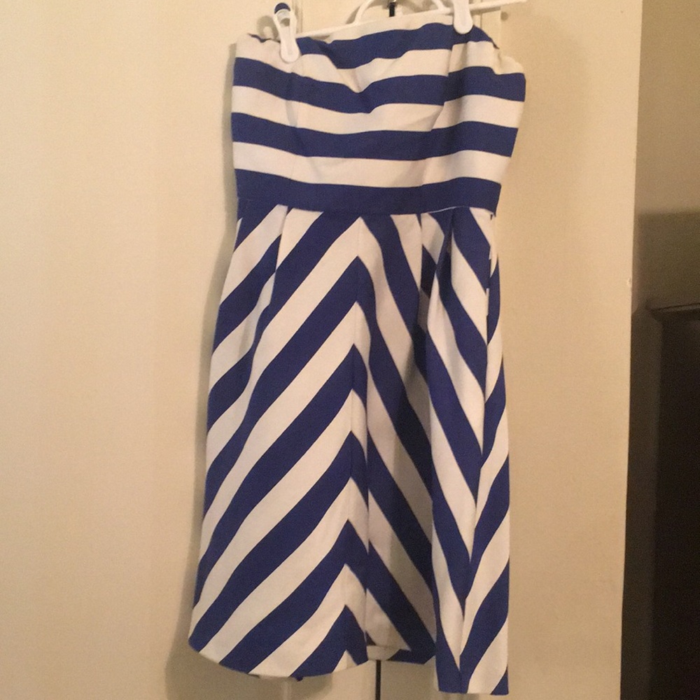 Blue and white strapless dress - Picture 2 of 2